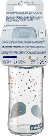 Babyflasche Weithals aus Glas, Blau , von Geburt an, 240ml babylove