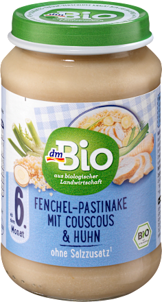 Menü Fenchel-Pastinake mit Couscous und Huhn ab dem 6. Monat dmBio