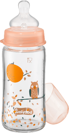 Babyflasche Weithals aus Glas, Rosa , von Geburt an, 240ml babylove