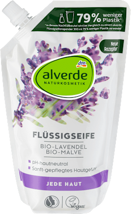 Tekoče milo za roke z bio sivko in bio slezenovcem, polnilo alverde NATURKOSMETIK