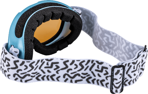 Kinder Skibrille mit blauem Rahmen und gemustertem Band SUNDANCE