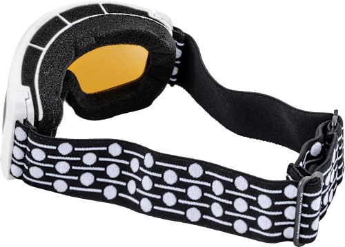 Kinder Skibrille mit weißem Rahmen und gemustertem Band SUNDANCE