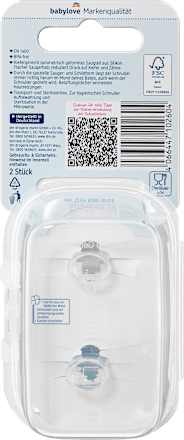 Schnuller Silikon symmetrisch, beige/grün, Gr.1, 0-6 Monate babylove