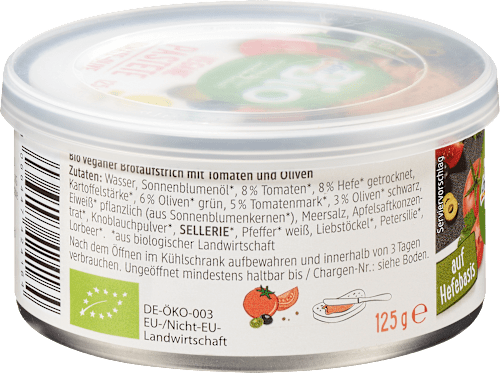 Brotaufstrich vegane Pastete Tomate-Olive dmBio