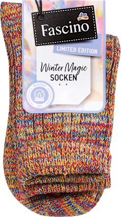 Socken in Strick-Optik mit Umschlagbund, bunt, Gr. 39-42 Fascino