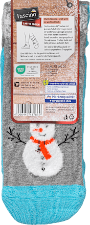 ABS Socken XMAS mit Schneemann-Motiv, blau & grau, Gr. 35-38 Fascino