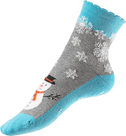 ABS Socken XMAS mit Schneemann-Motiv, blau & grau, Gr. 35-38 Fascino