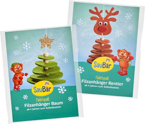 Fädelspaß Filzanhänger Baum oder Rentier SauBär