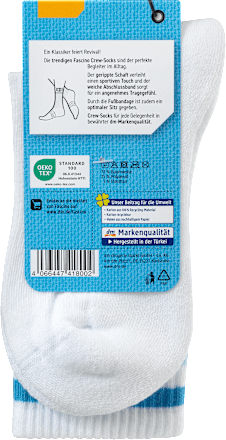 Crew Socken mit Ringeln, weiß & grün, Gr. 39-42 Fascino