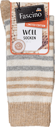 Socken mit Wolle & Ringeln, beige, Gr. 35-38 Fascino