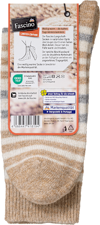 Socken mit Wolle & Ringeln, beige, Gr. 35-38 Fascino