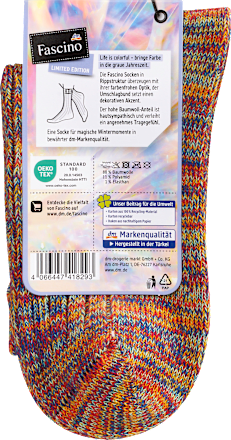Socken in Strick-Optik mit Umschlagbund, bunt, Gr. 39-42 Fascino