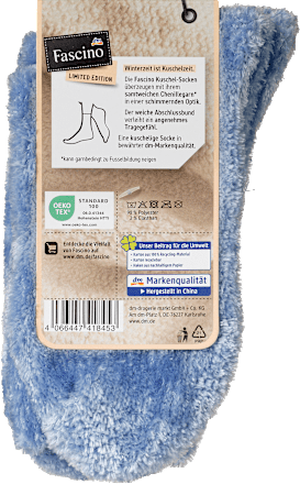 Kuschelsocken mit Chenille-Garn, blau, Gr. 35-38 Fascino