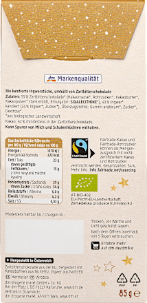 Ingwer in Zartbitterschokolade dmBio