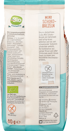 Mini Schoko-Brezeln, glutenfrei dmBio