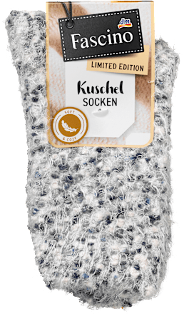 Kuschelsocken mit Noppengarn, weiß & grau, Gr. 39-42 Fascino