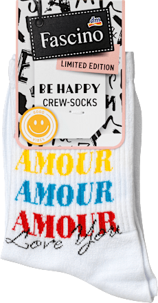 Crew Socken "Amour", weiß & bunt, Gr. 39-42 Fascino
