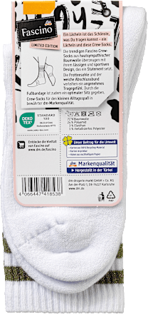 Crew Socken "Self Love", weiß, Gr. 35-38 Fascino