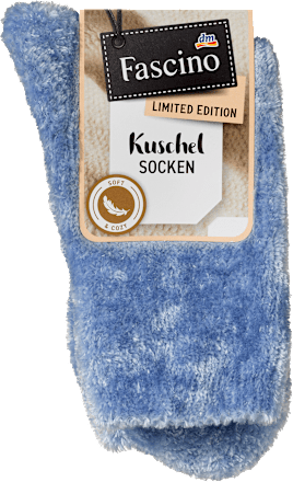 Kuschelsocken mit Chenille-Garn, blau, Gr. 35-38 Fascino