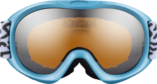 Kinder Skibrille mit blauem Rahmen und gemustertem Band SUNDANCE