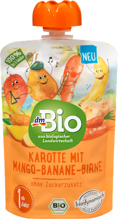 Quetschie Karotte mit Mango-Banane-Birne, ab 1 Jahr dmBio