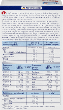 Mama Folsäure + DHA, Tabletten 30 St. + Weichkapseln 30 St. Mivolis