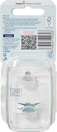 Schnuller Silikon symmetrisch, beige/grün, Gr.2, 5-18 Monate babylove