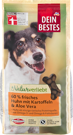 Karma sucha dla psa Naturverliebt, 60% kurczak z ziemniakami i aloesem Dein Bestes