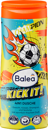 Kinder Duschgel Gesicht, Körper, Shampoo & Spülung 4in1 Kick it!  Balea