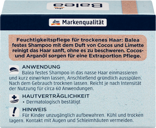 Trdi šampon za lase z vonjem kokosa in limete  Balea
