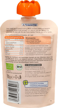 Mus mango, banan, gruszka, marchew  dmBio