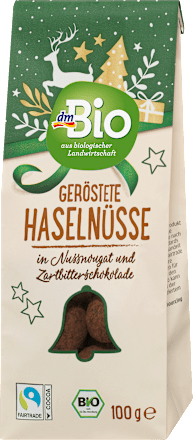 geröstete Haselnüsse in Nussnougat und Zartbitterschokolade dmBio