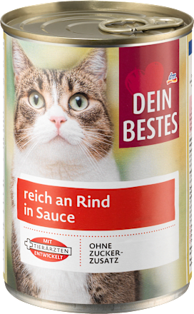 Nassfutter Katze reich an Rind in Sauce Dein Bestes