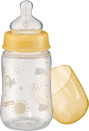 Babyflasche Weithals, gelb, von Geburt an, 280 ml babylove