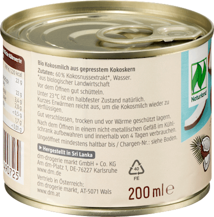 KOKOSMILCH 60% Kokosanteil 200ml dmBio