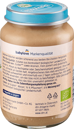 Bio bébidesszert alma és szilva búzadarával, 6. hónapos kortól babylove