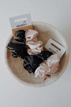 Scrunchies Satin-Optik rosé & schwarz ebelin