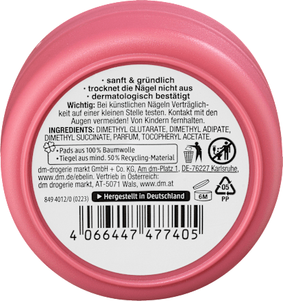 blazinice za odstranjivanje laka za nokte bez acetona – šumsko voće ebelin