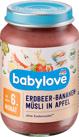 Przecier owocowy jabłko truskawka i banan z musli, od 6. miesiąca babylove