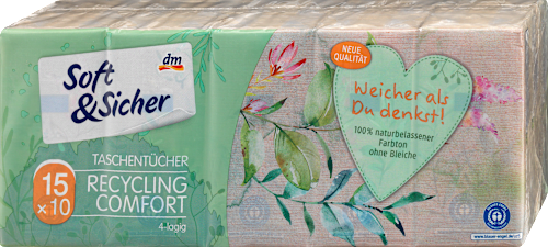 Taschentücher Recycling 4-lagig (15x10 St) Soft&Sicher