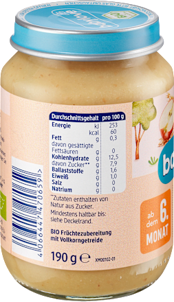 Frucht & Getreide Früchteallerelei mit Vollkorn ab dem 6. Monat babylove