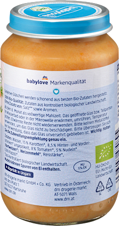 Menü Schinkennudeln mit Gemüse, ab 8 Monaten babylove