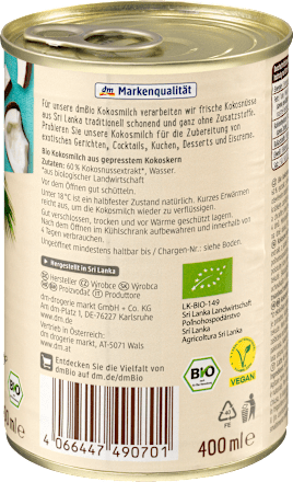 Kokosovo mlijeko u limenci dmBio