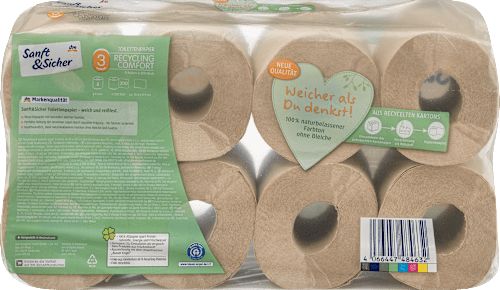 Recikliran toaletni papir, 3-slojni, 8x200 Sanft&Sicher