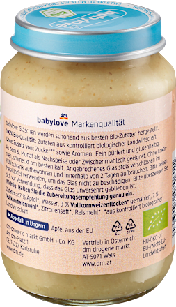 Przecier owocowy jabłka z płatkami pełnoziarnistymi, od 6. miesiąca babylove
