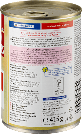 Popolna hrana za odrasle mačke z govedino v omaki DEIN BESTES