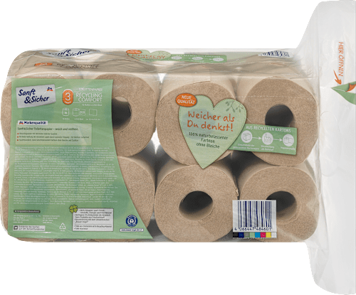 Toilettenpapier Recycling 3-lagig (16x200 Blatt) Sanft&Sicher