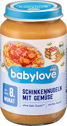 Menü Schinkennudeln mit Gemüse, ab 8 Monaten babylove