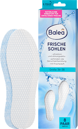 Einlegesohlen Frischesohlen weiß, Gr. 36-38 (8 Paar) Balea