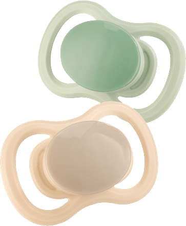 Schnuller Air Silikon anatomisch, braun/grün, Gr.1, 0-6 Monate babylove